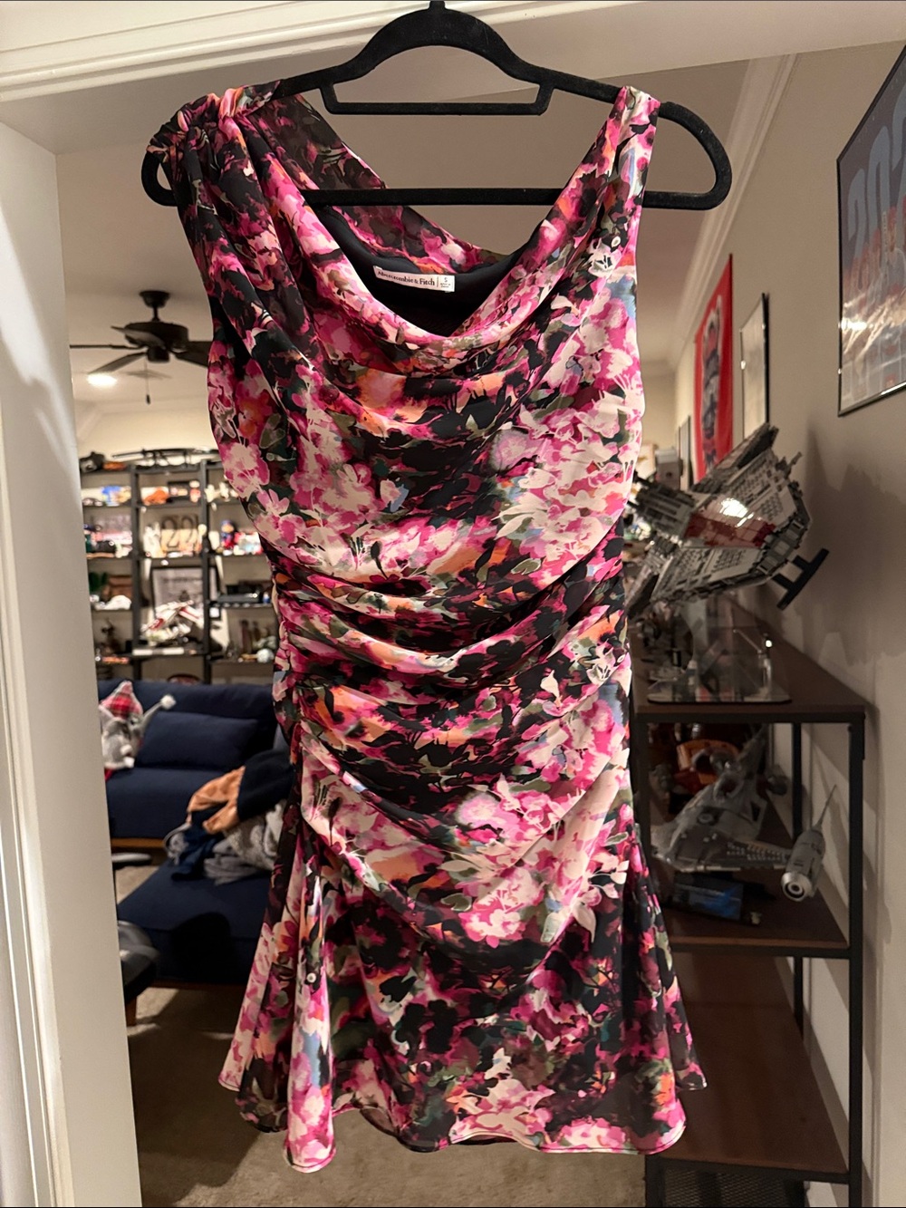 Abercrombie & Fitch Floral Pink Black Mini Dress